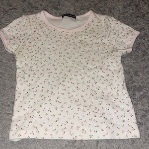 Pink and White Floral Baby Tee